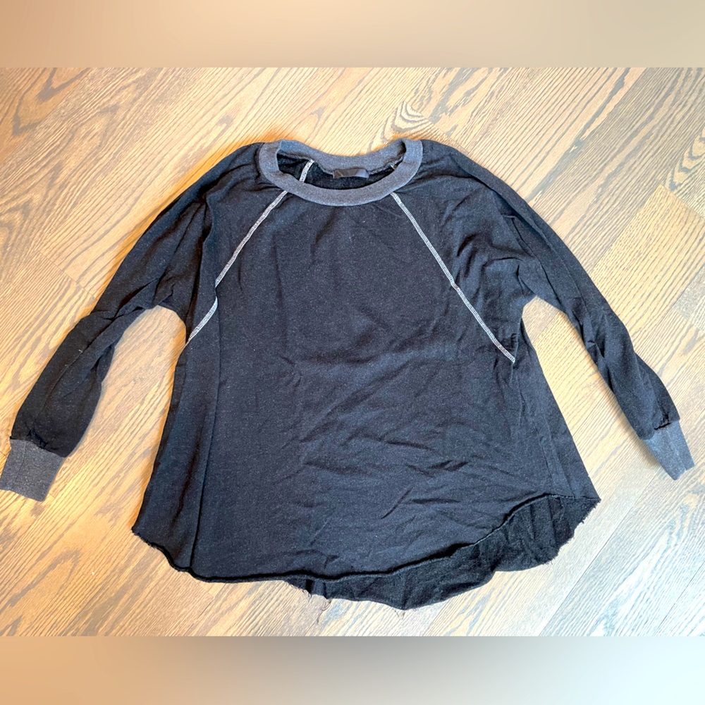Crew Neck French Terry Sweatshirt with Raw Edge